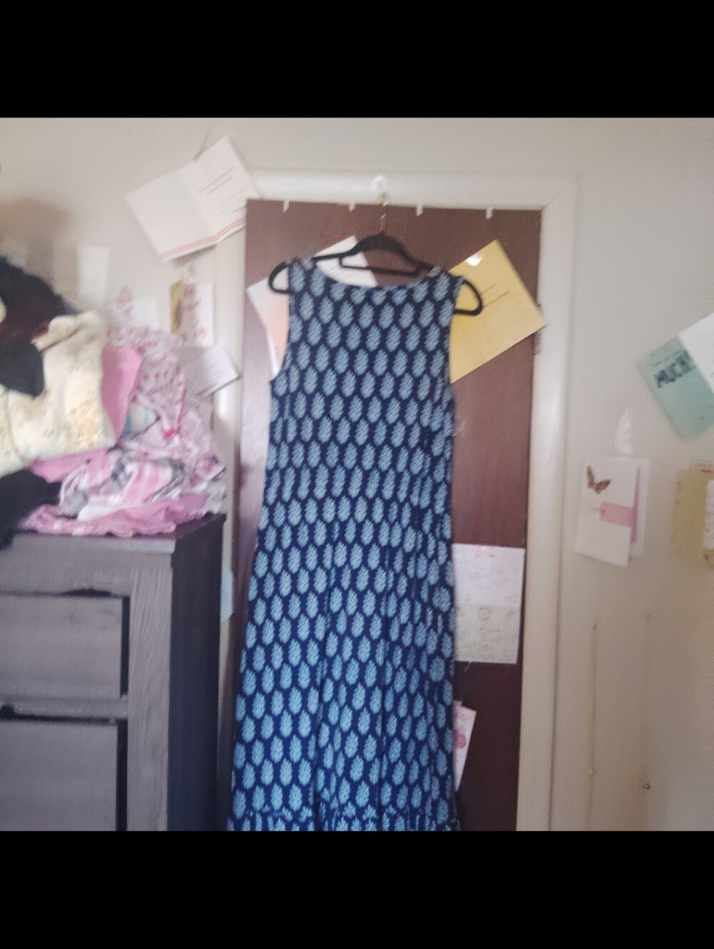 TALBOTS Jersey Sleeveless Maxi Dress - Allover Tree Block Print Size Large - Picture 7 of 9